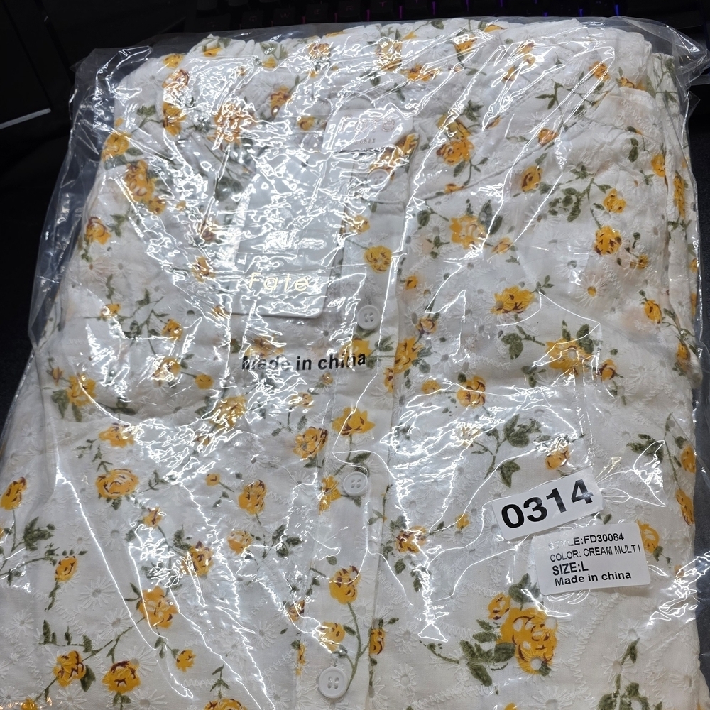NWT FATE White and Yellow Eyelet Floral Long Sleeve Dress S/M/L Available - Picture 11 of 11